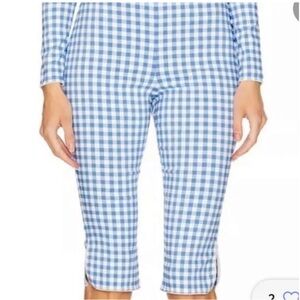 NEW Frankie's Bikinis Light Blue and White Checkered Capri Spandex Leggings